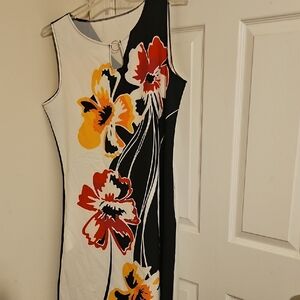 SHEIN Floral Midi Dress - Black, White, Red, Yellow/ not new good condtion